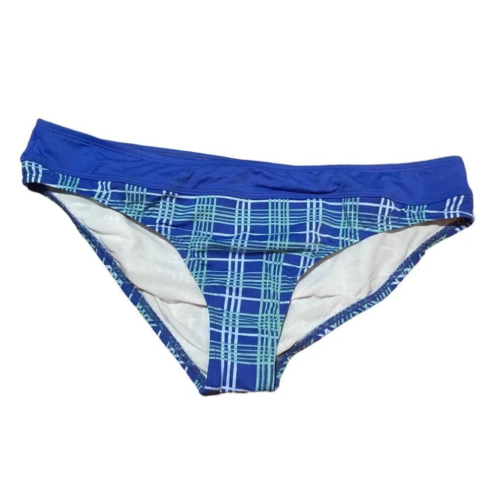 Carve designs blue purple plaid bikini bottoms size extra large